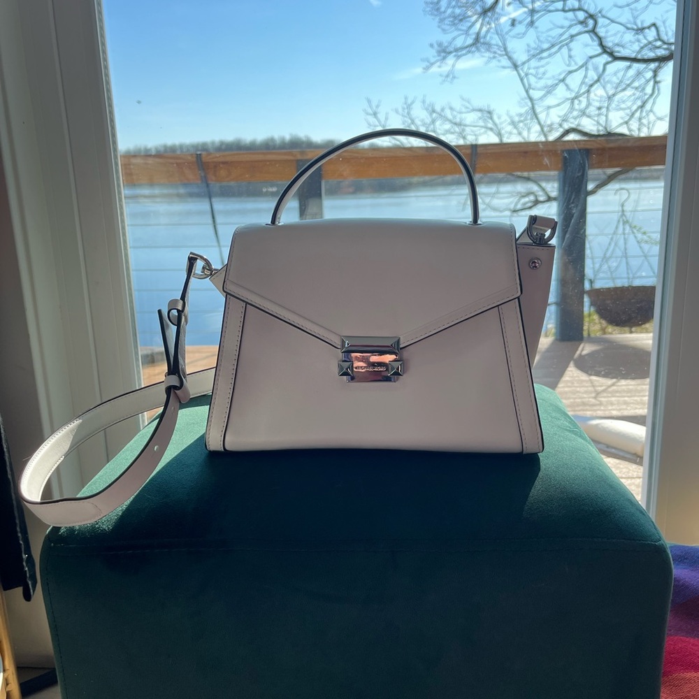 Michael Kors Cream Whitney Leather Satchel Crossbody Shoulder Bag